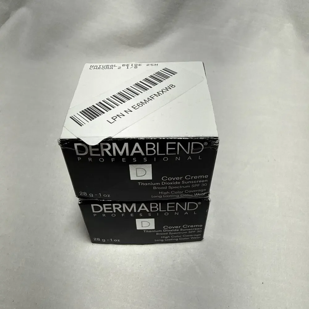 2 X Dermablend Cover Creme SPF 30 Natural Beige (Chroma 2 1/8) - 25N Tested READ